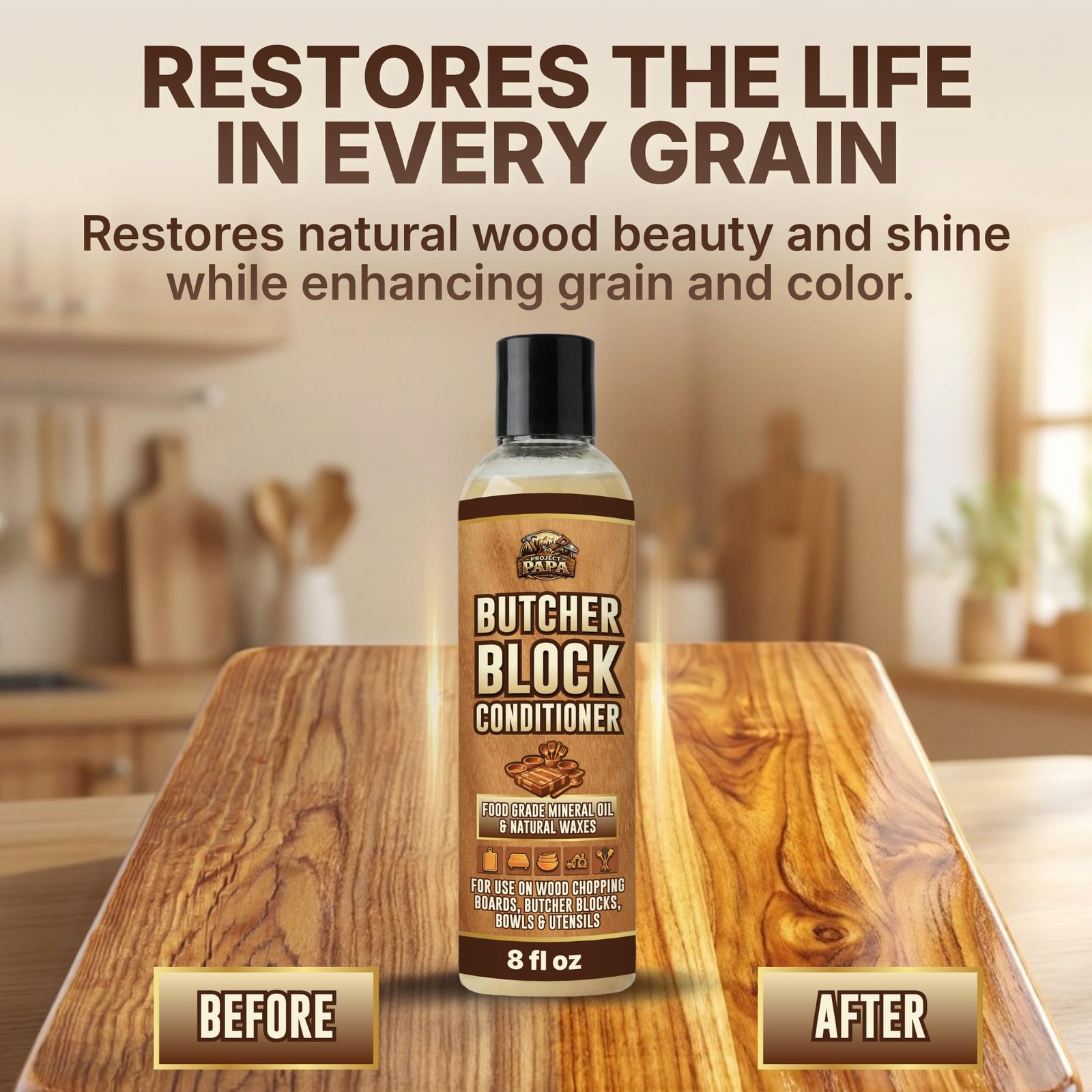 Cutting Board Conditioner Food Grade Mineral Oil and Beeswax for Wood Cuttin…