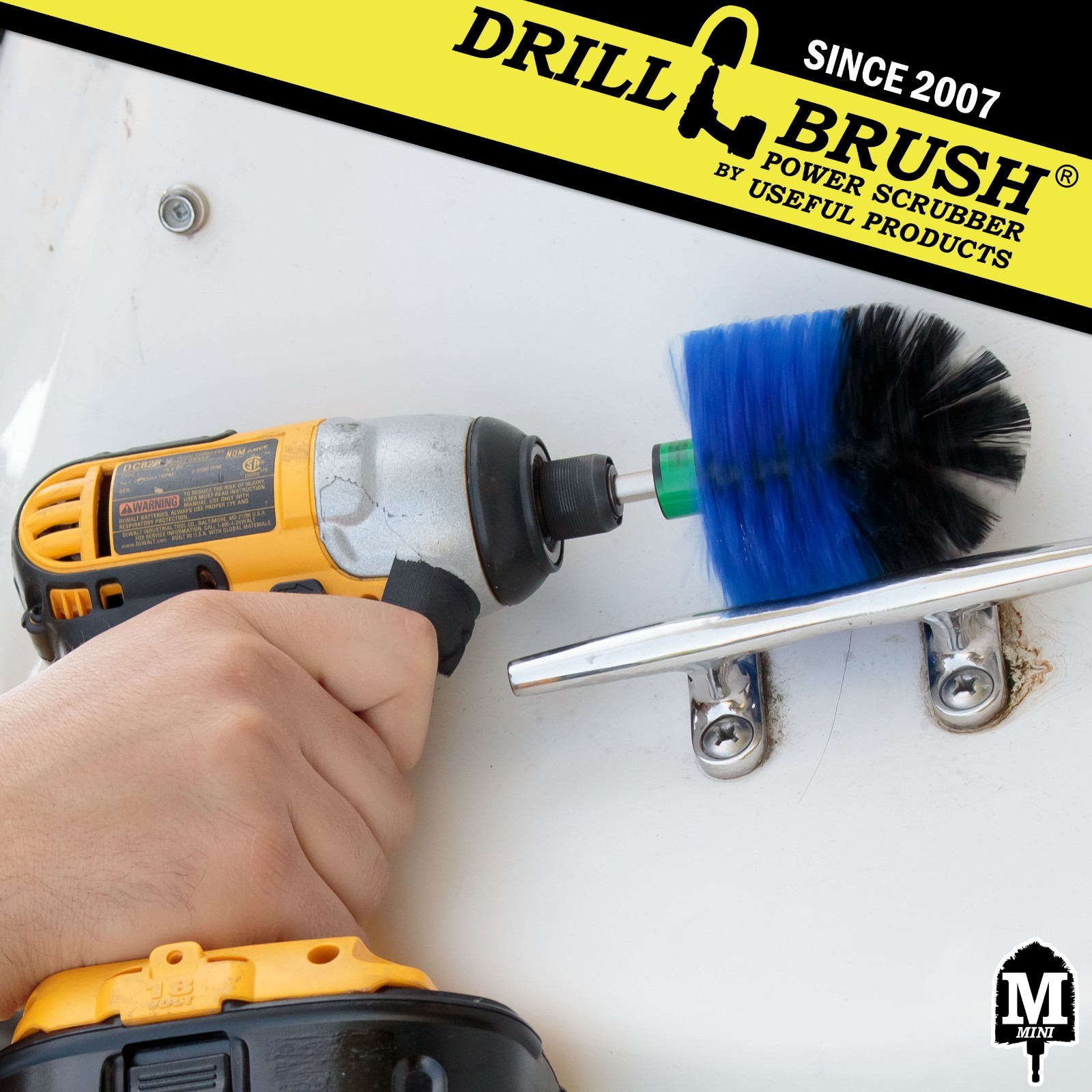 Drill Brush Power Cleaning Attachment for Marine, Boat, Kayak -Hot Tubs and Spas