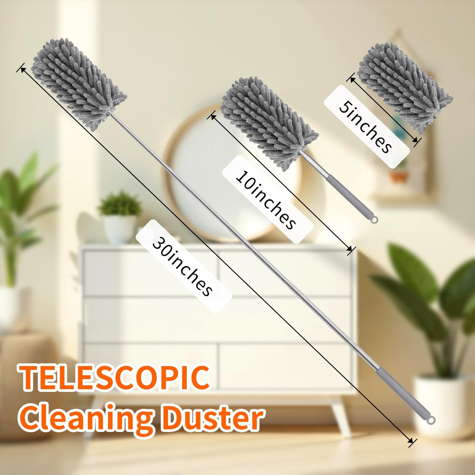 Mini Duster for Cleaning, 360° Bendable Hand Dusters with Extension Pole, Was…