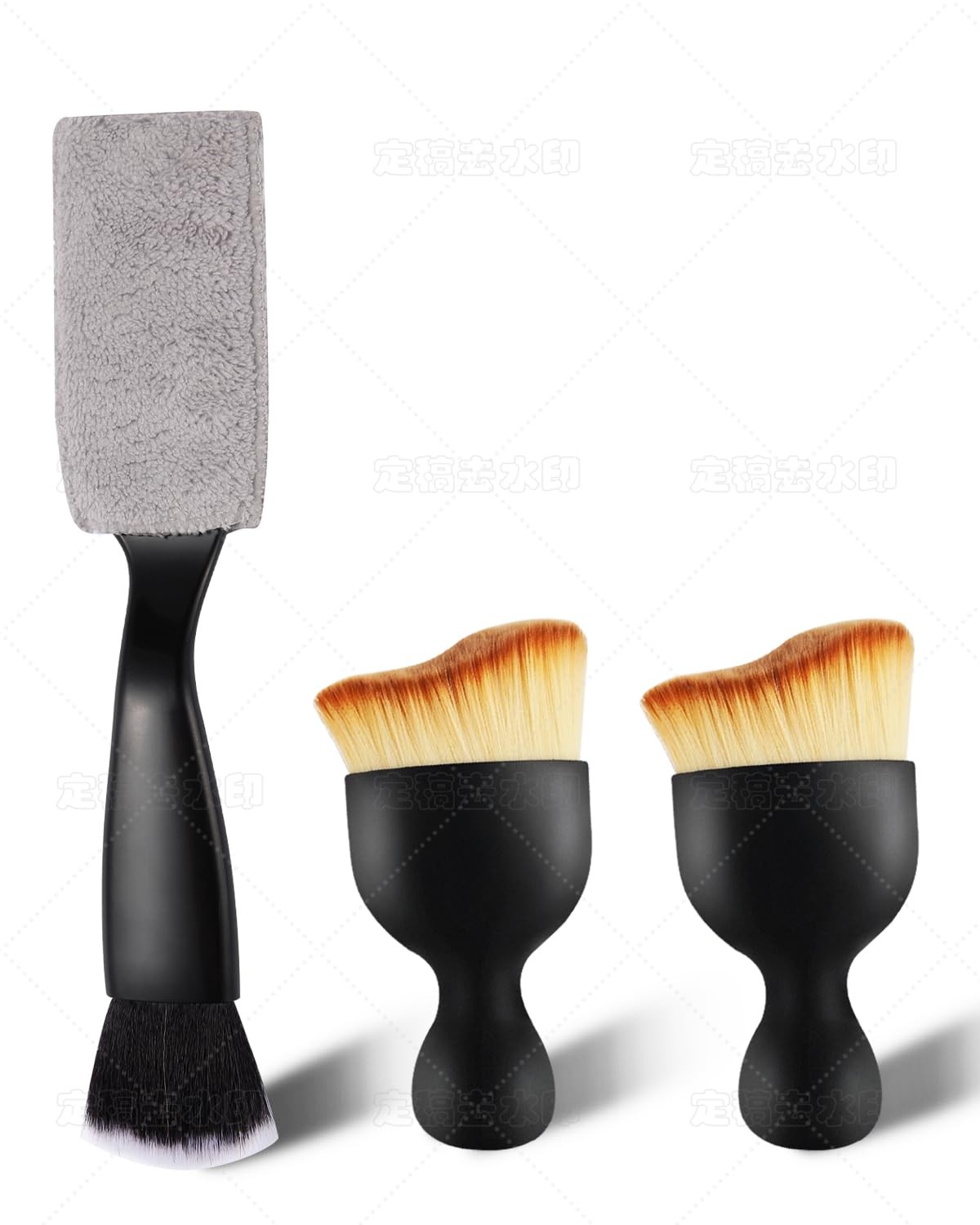 3 PCS Interior Detail Kit – 2 Soft Bristle Brushes & 1 Double Head 2-in-1 Duster