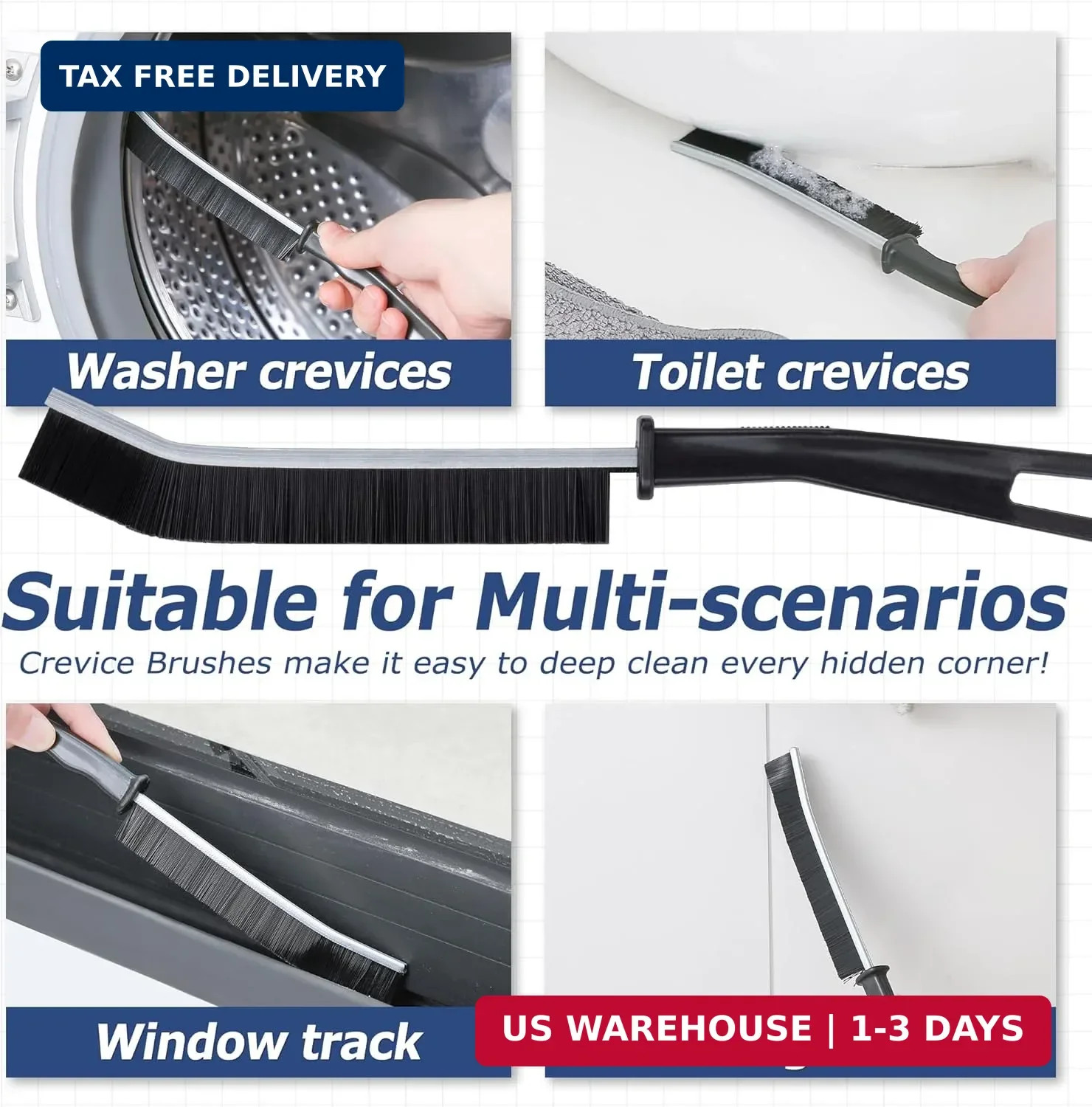 Long Handle Floor Cleaning Brush, 2-in-1 Hard Bristle Grout Scrubber