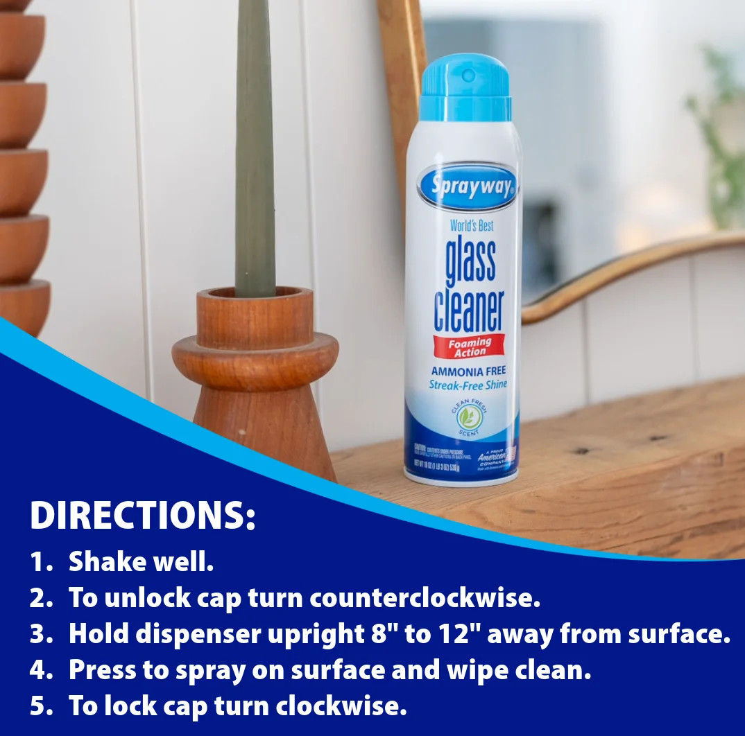 (2 pack) Sprayway Glass Cleaner, 19 fl oz, Ammonia-Free, Streak-Free Foaming…