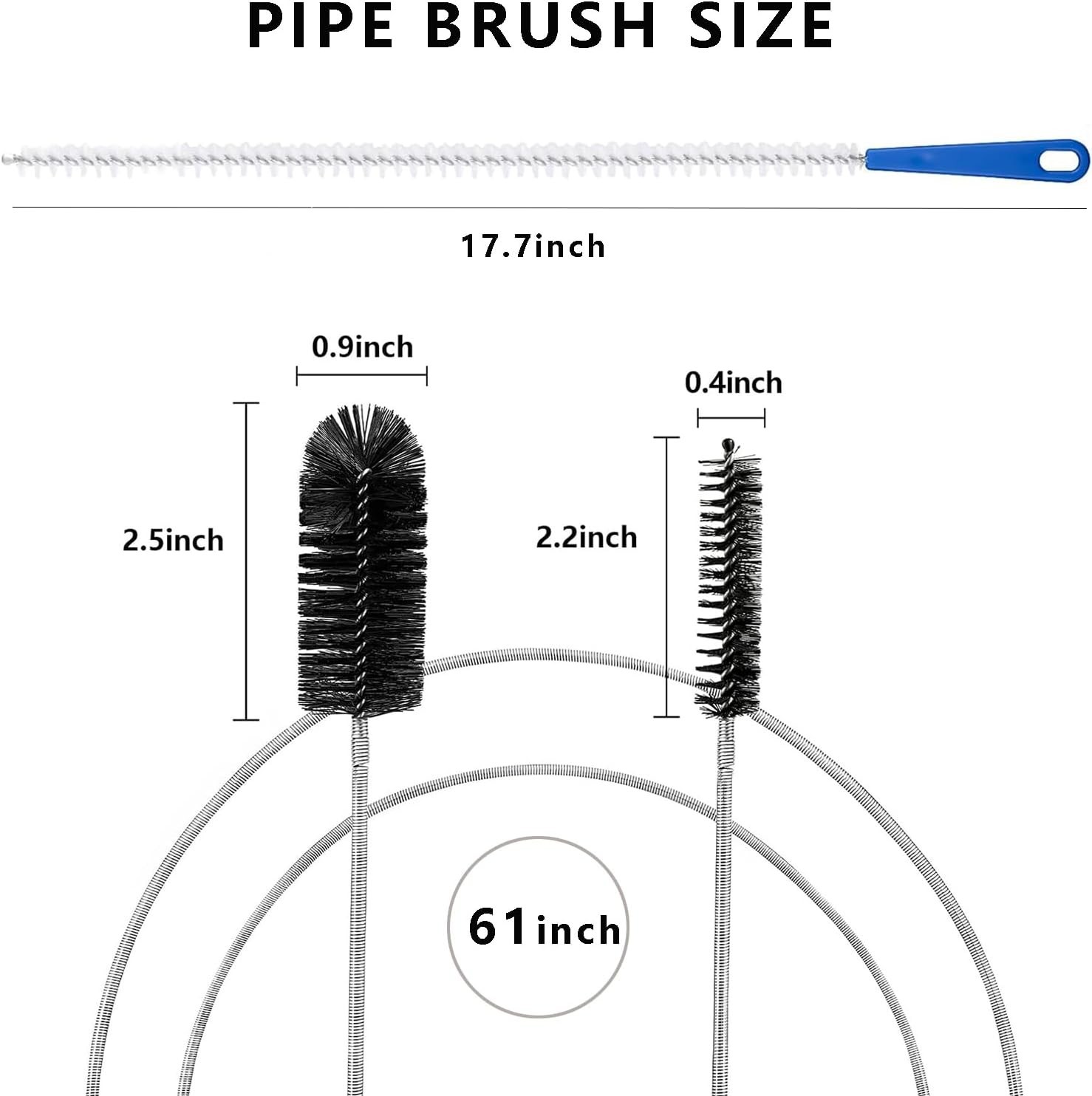 High-Quality 61” Flexible Drain Brush & 17.7” Sink Unblocker – Easy Cleaning