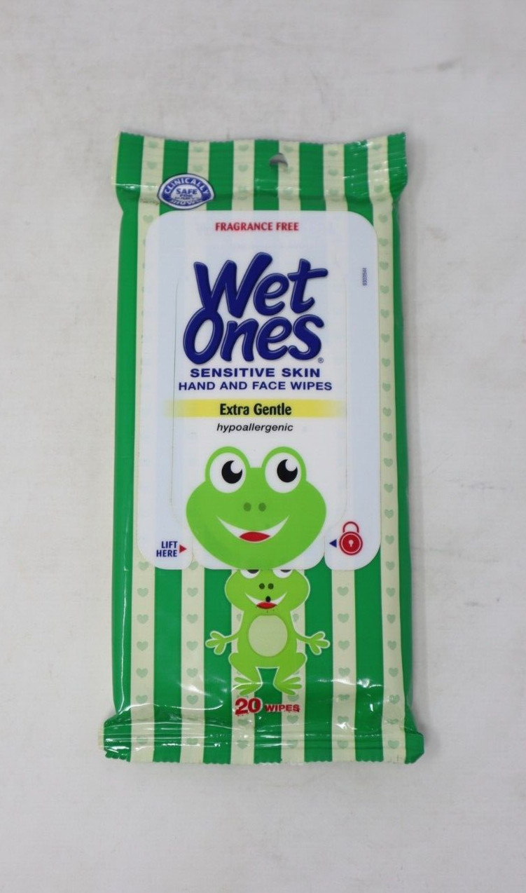 Wet Ones Sensitive Skin Extra Gentle Hand & Face Wipes, 20 Count ( 5-Pack )