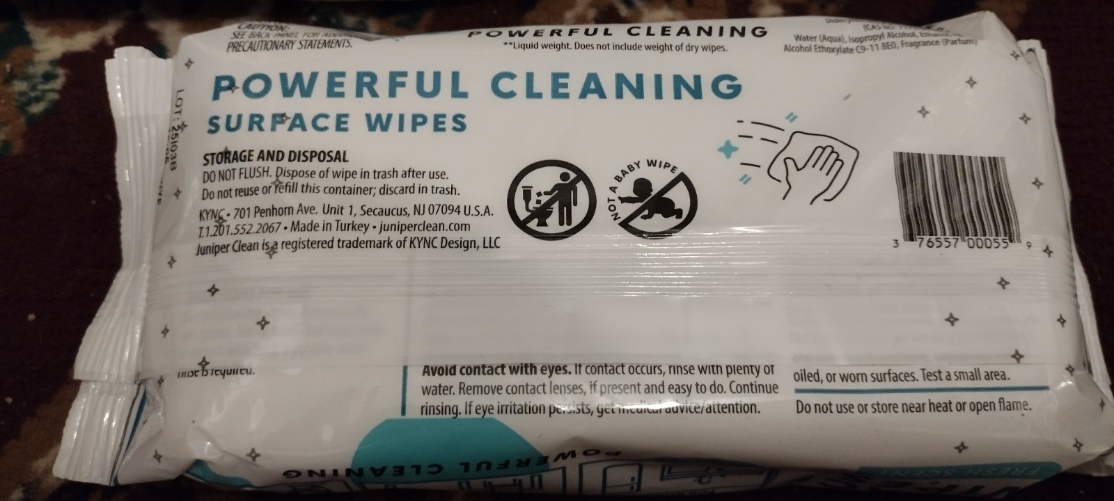 JUNIPER CLEAN MULTI-SURFACE FRESH BLEACH SCENT WIPES – 3 PACK – 72 COUNT EACH