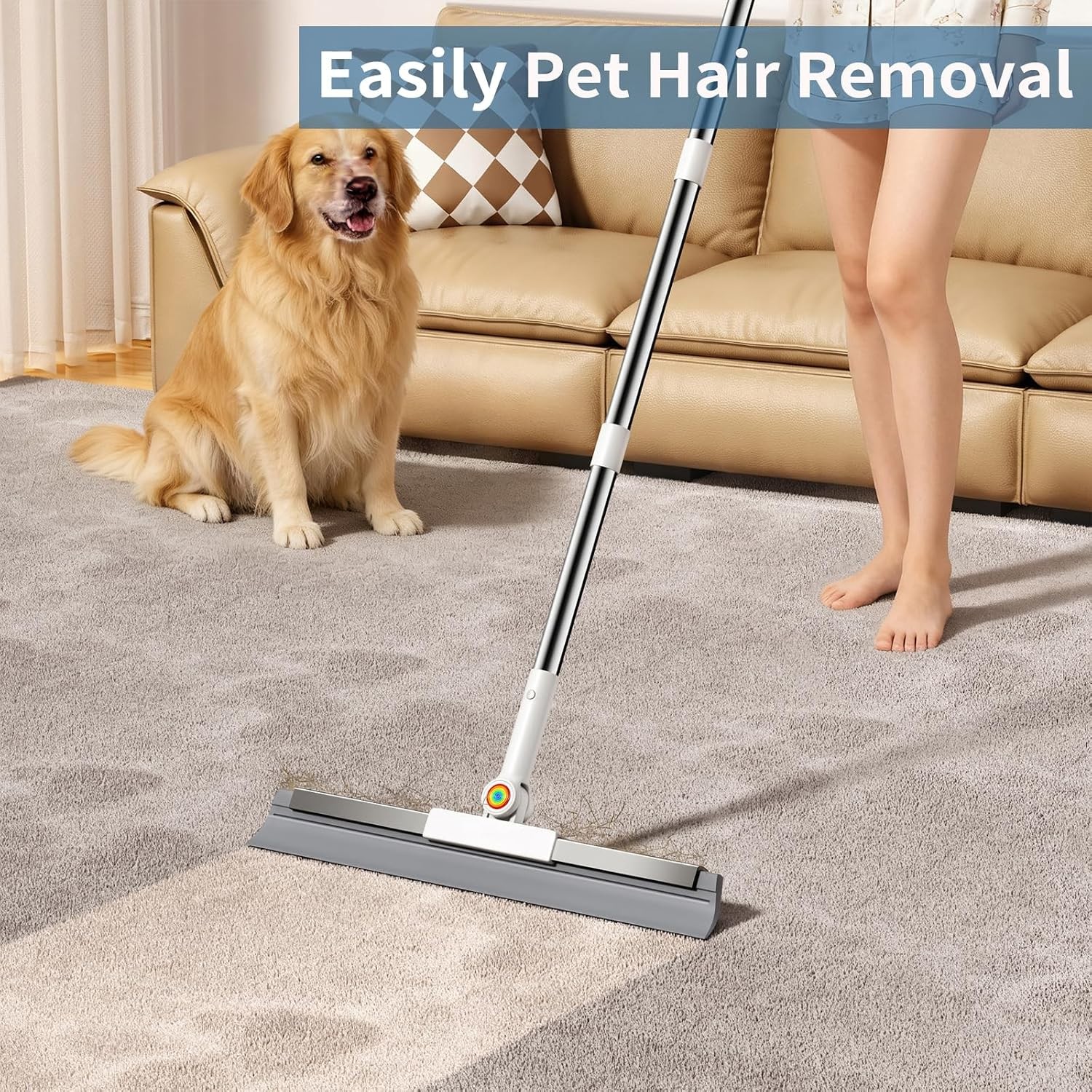 Floor Squeegee for Concrete Floor, Squeegee for Floor with 180° Rotating Head &