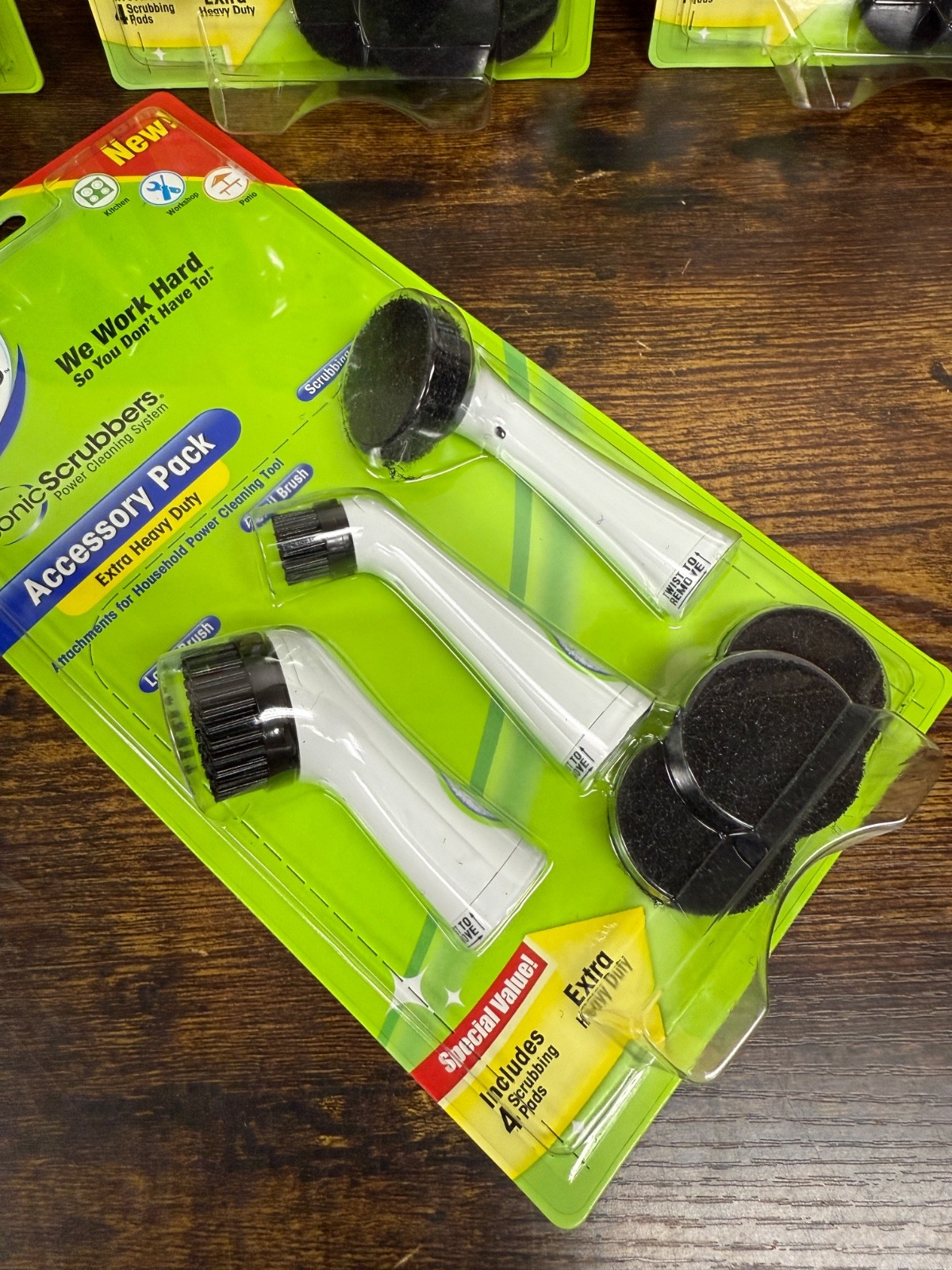 Lot of 4 Sonic Scrubber Scrubbing Bubbles Accessory Pack Extra Heavy Duty Kit