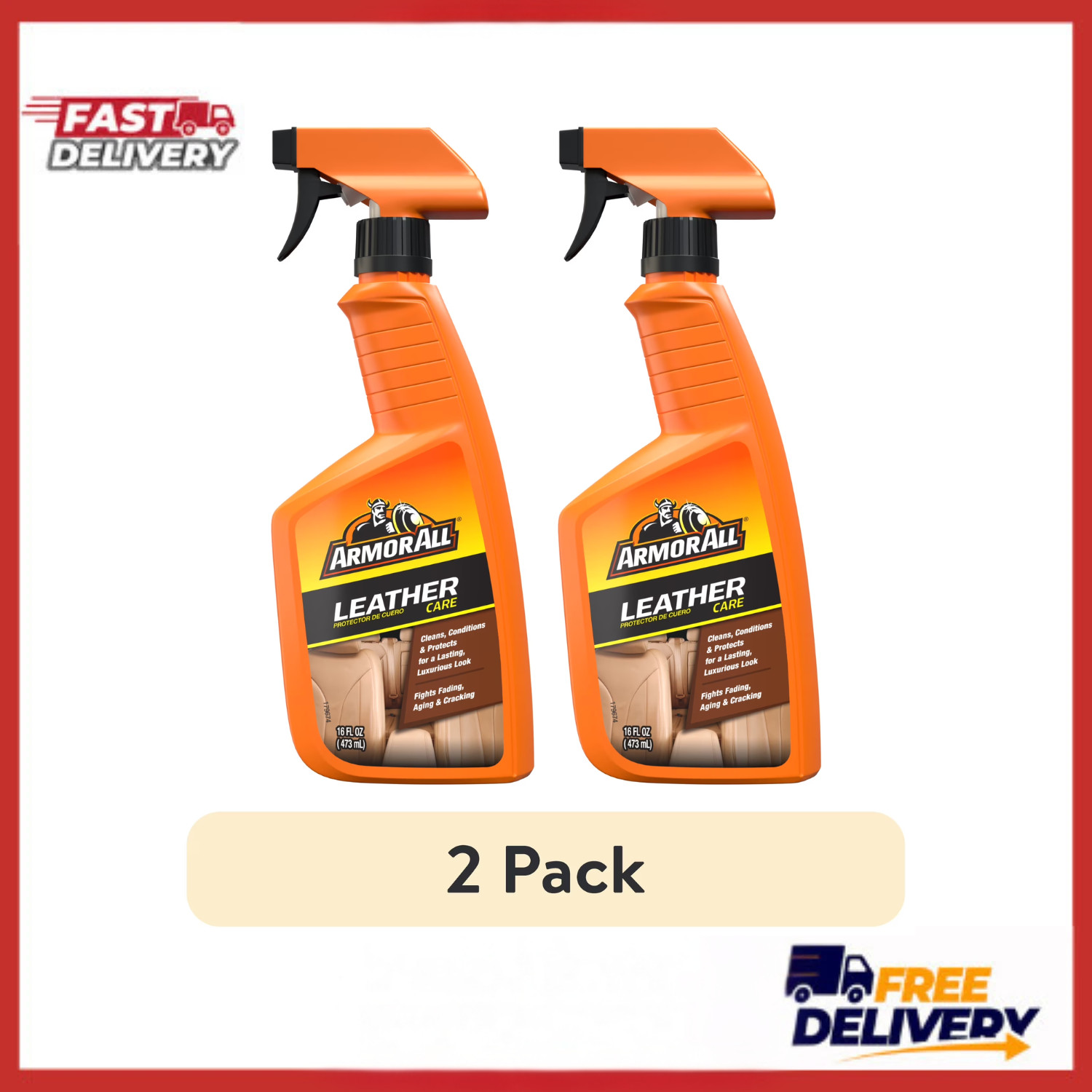 (2Pack)Armor All Leather Cleaner Spray 16 oz Car Interior Protectant Conditioner