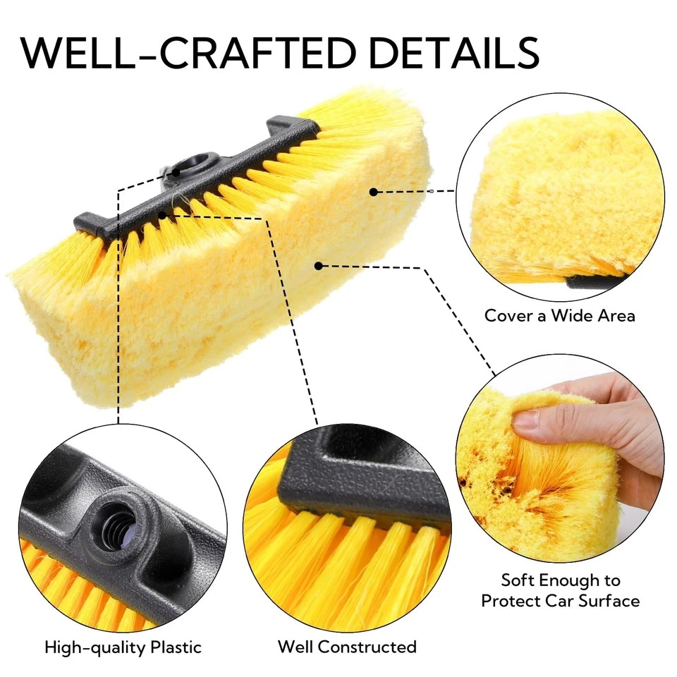 2 Pack Car Wash Brush Head, 10” Car Wash Scrubber with Soft Bristle, Car Cle…