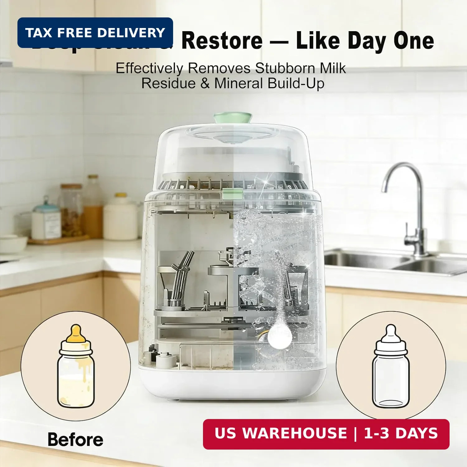 Professional Deep Cleaning Detergent Tablets for All Baby Bottle Washers, Washer