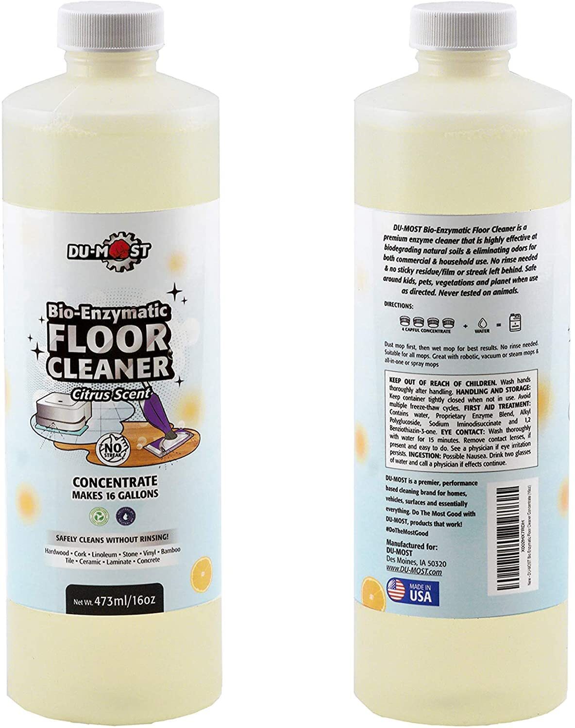 Enzymatic Floor Cleaner Concentrate 1 Oz Makes 1 Gal No Streak No Rinsing Kids