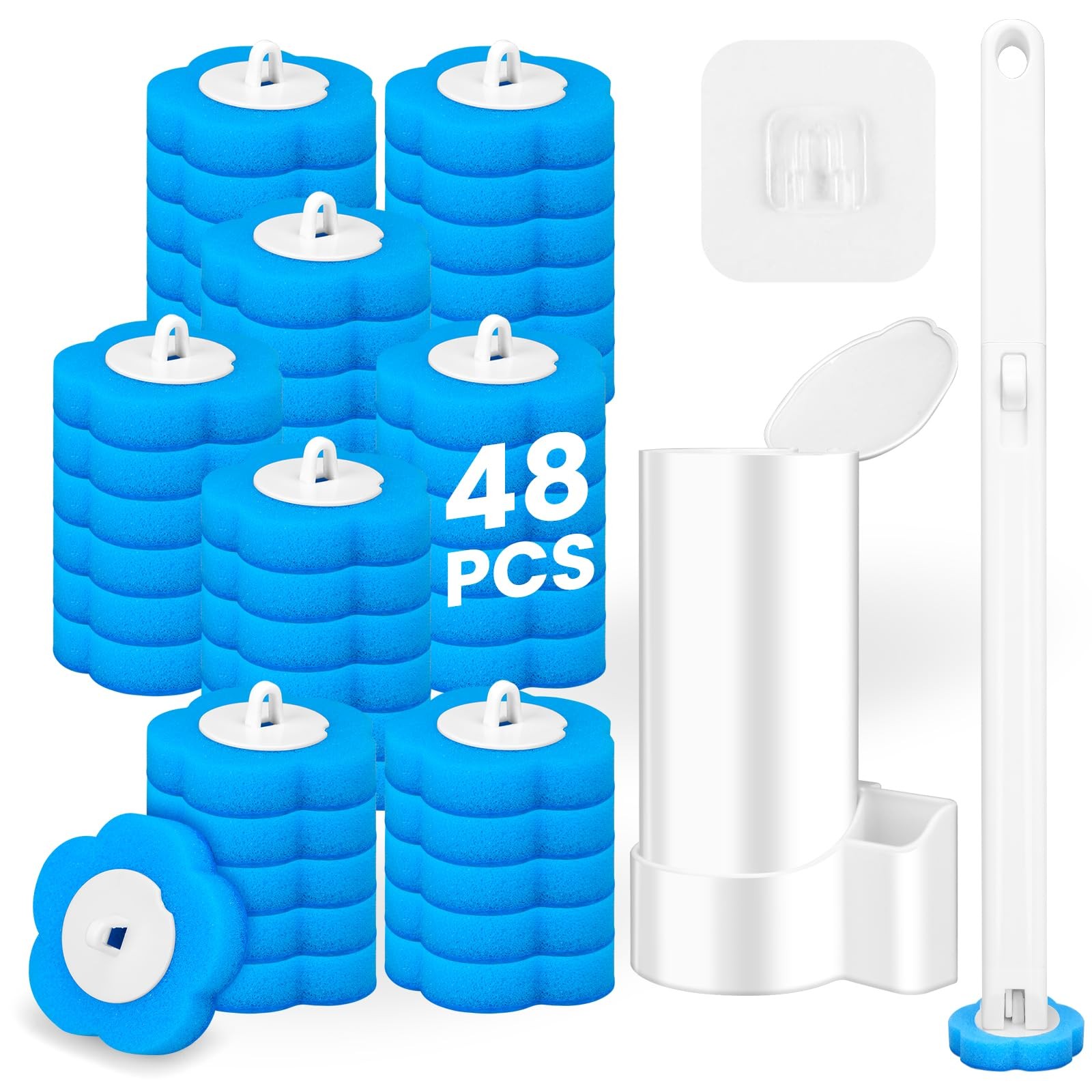 Disposable Toilet Brush Set with 48 Refills – Ultimate Bathroom Cleaning System