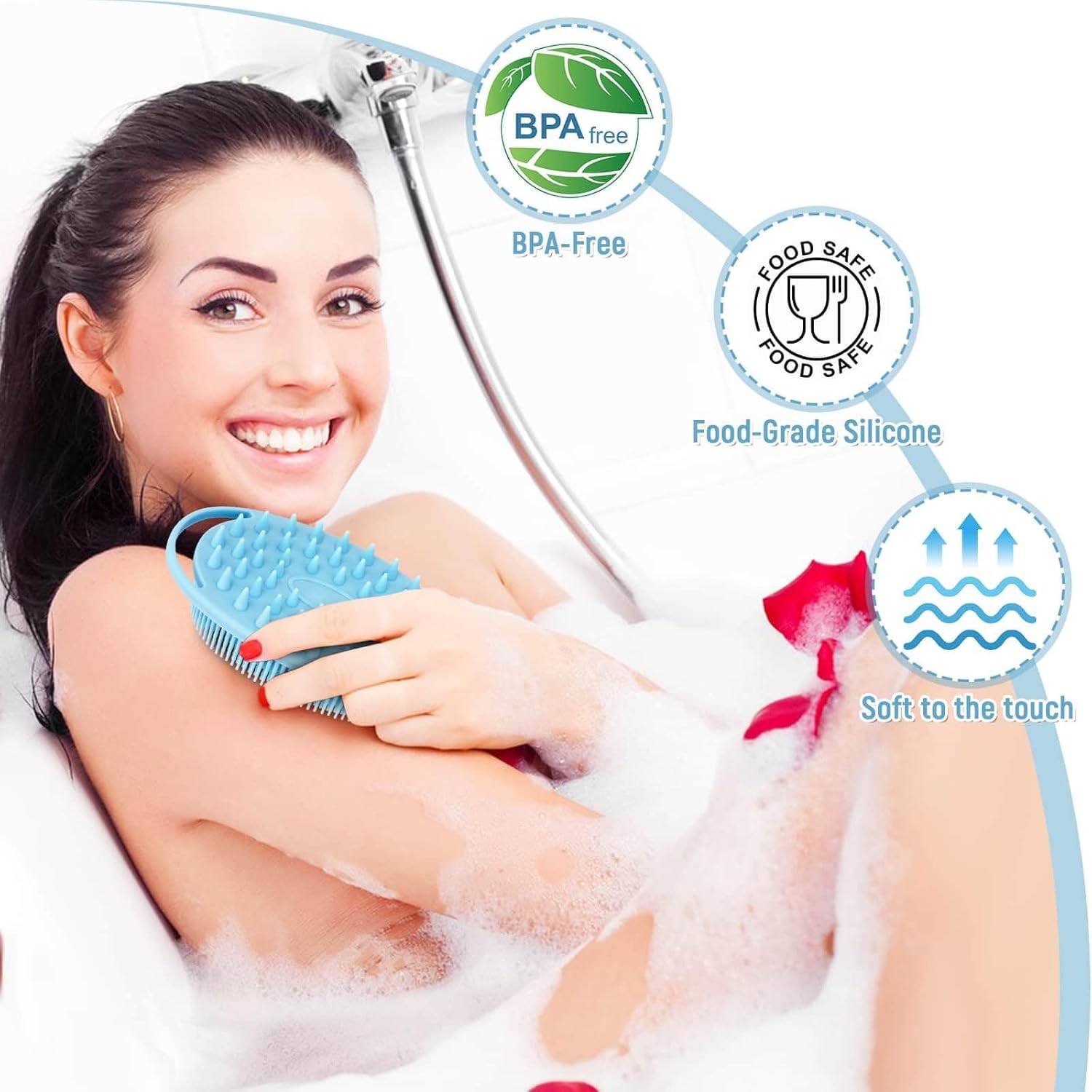 Silicone Body Scrubber, Premium Silicone Loofah for Women Men and Kids,