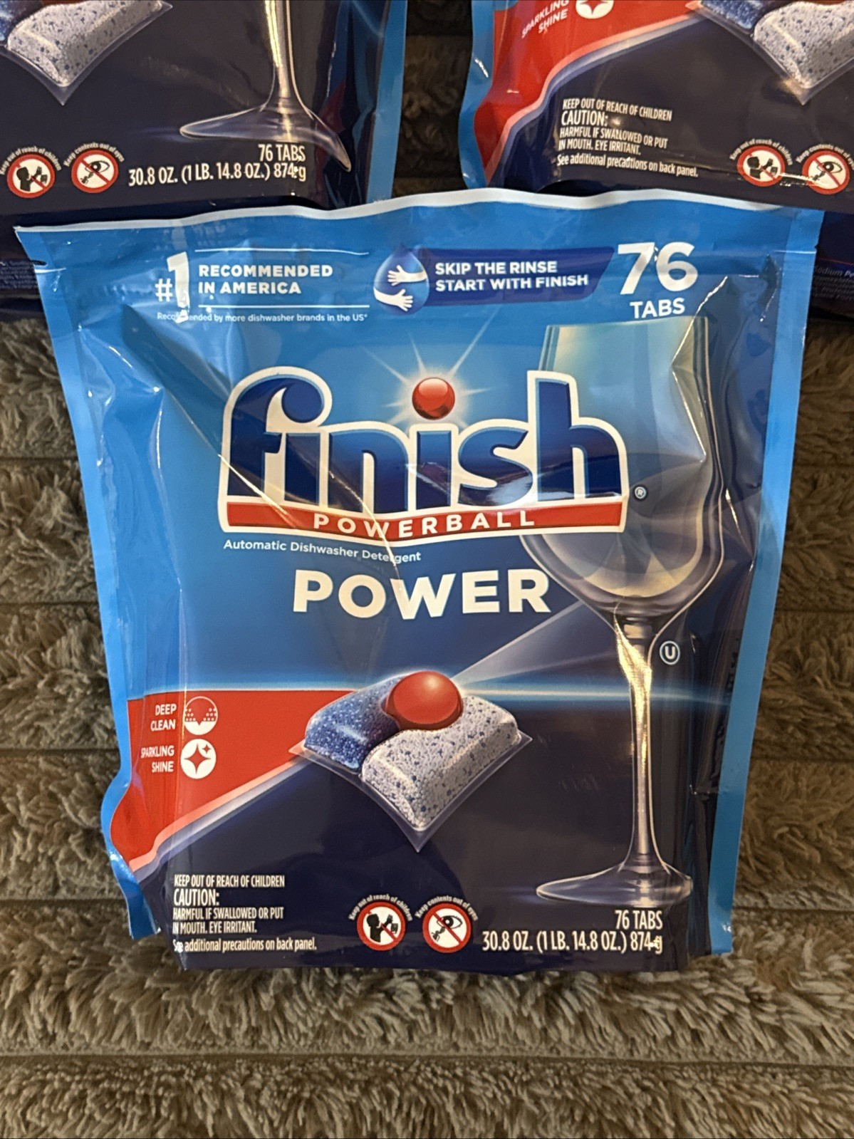 Lot Of 3 – Finish Powerball Power Automatic Dishwasher Detergent, 76 Tabs Each