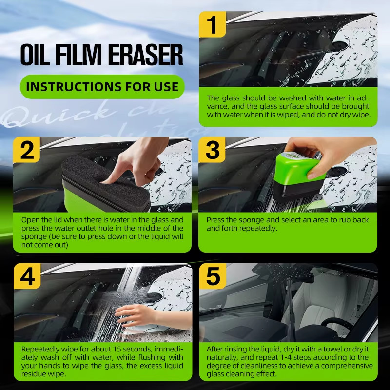 1/2/3Pcs Automotive Car Oil Film Cleaning Brush,150Ml Glass Oil Film Remover for
