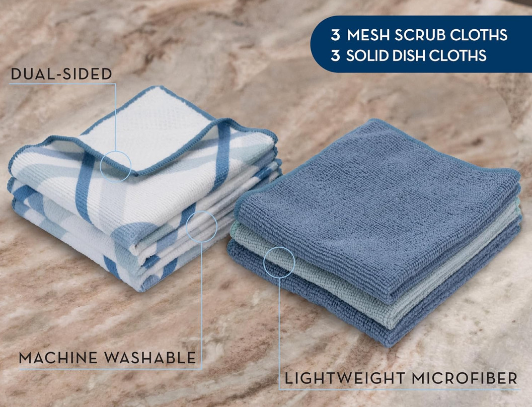 Reusable Microfiber Cleaning & Scrubbing Pads for Home 6PK 12″ X 12″ 6PK
