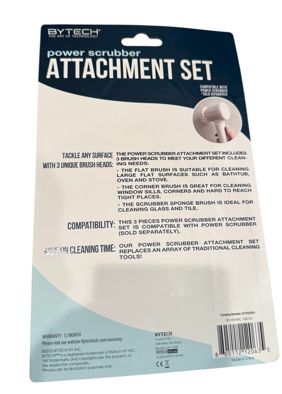 Bytech Power Scrubber 3 Piece Attachment Set BY-HH-MC-104-X3 Sealed