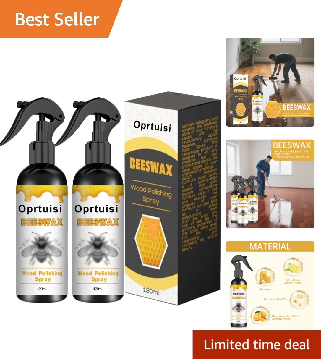 2-Pack Natural Beeswax Wood Polish Spray – Enhance & Protect Furniture Naturally