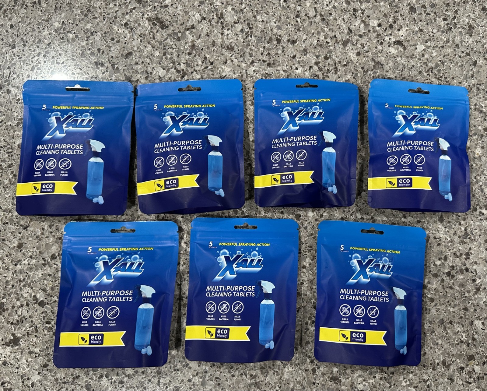 LOT of 7 X-ALL Multipurpose Cleaning 5 X ALL Tablets Per Package EXP: 09/2027