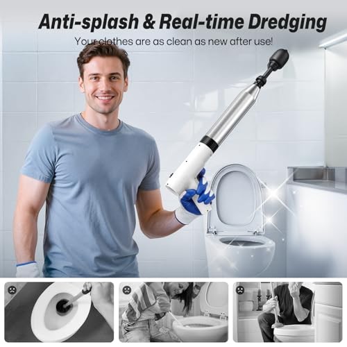 Electric Toilet Plungers for Bathroom,4 in 1 Toilet Unclogger,Auto White