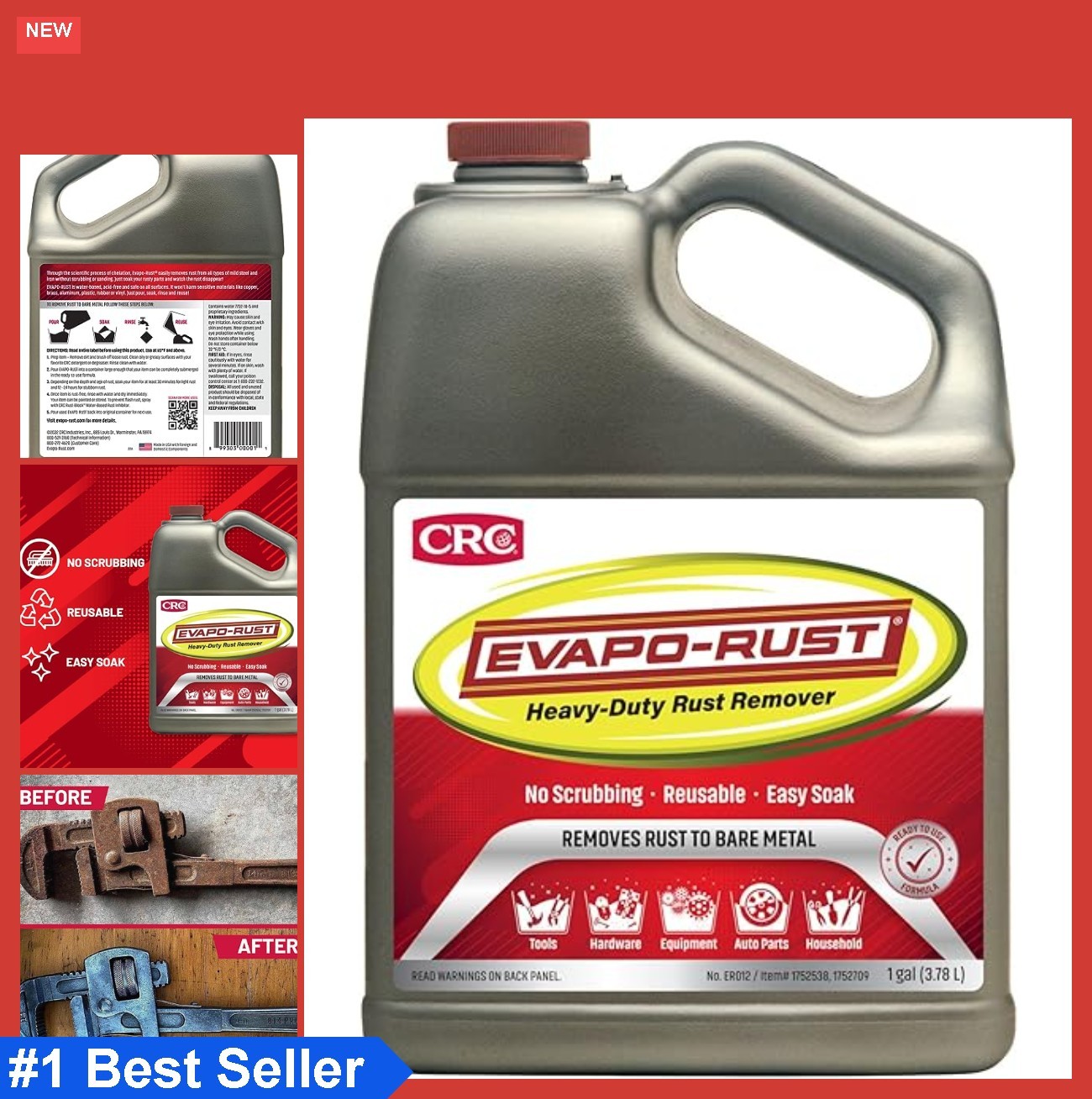 Rust Remover 128 oz Gallon Non-Toxic Water Based for Automotive Tools Cast Iron