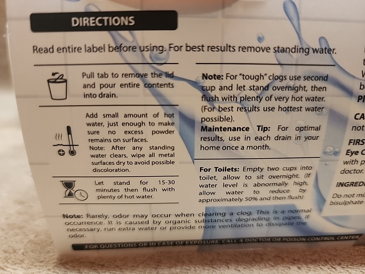 Lot of 2 Packages: PlumbRx Drain Opener Powder Cups + Hair Snake, 6 Total Cups