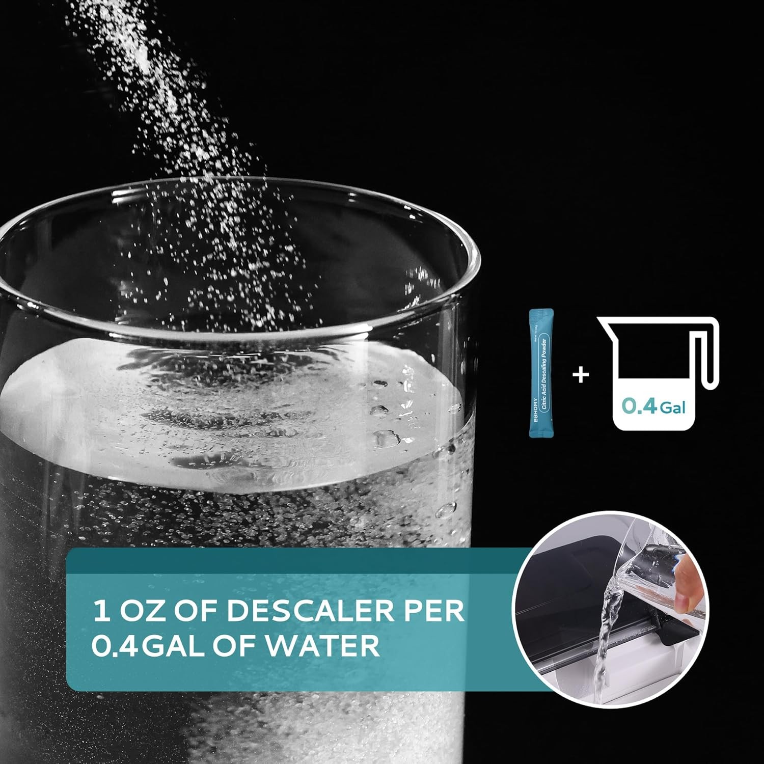 Ice Maker Cleaner & Descaler – 4 Single-Use Packs Organic Citric Acid Powder