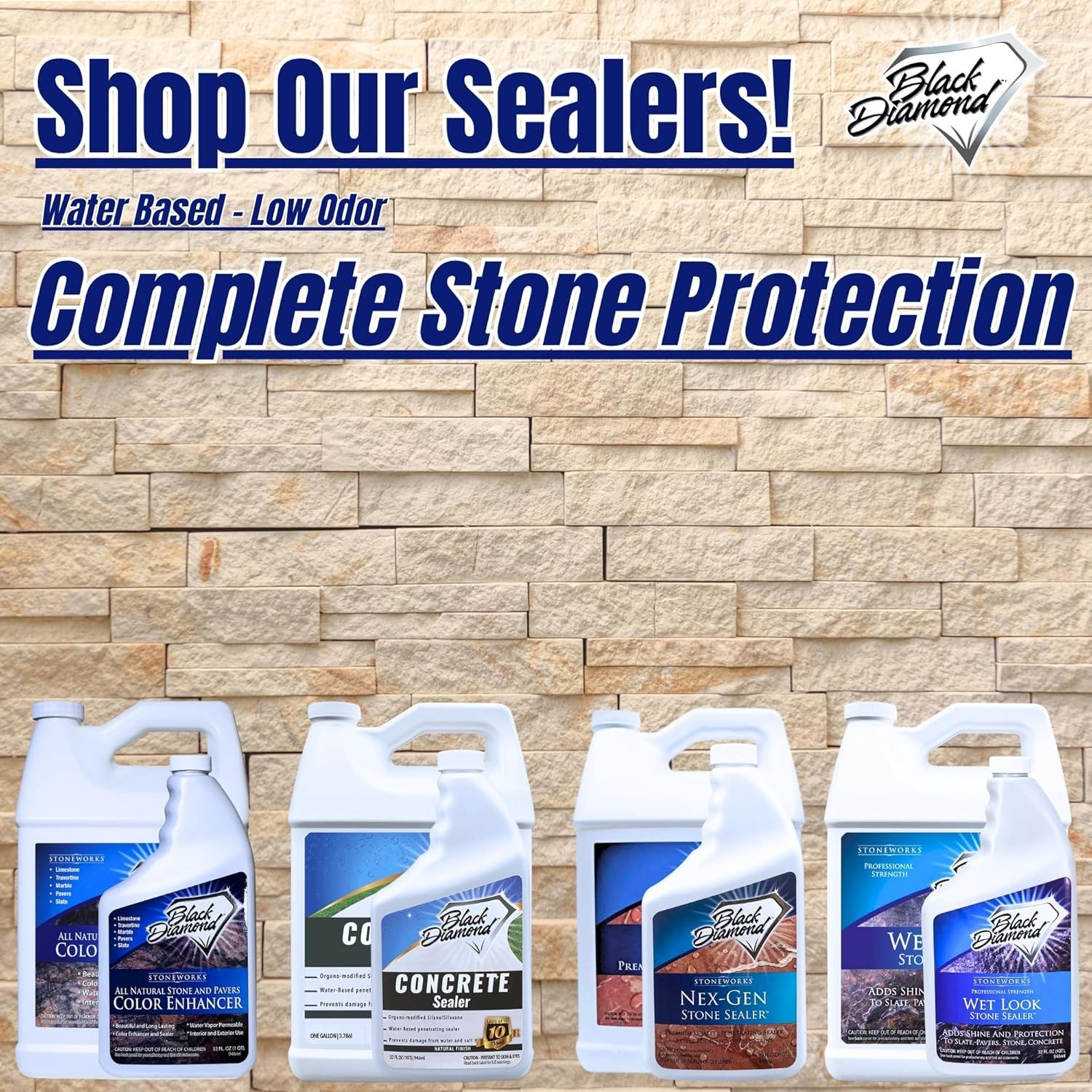Color Enhancer Sealer for All-Natural Stone and Pavers. Marble, Travertine, Lime