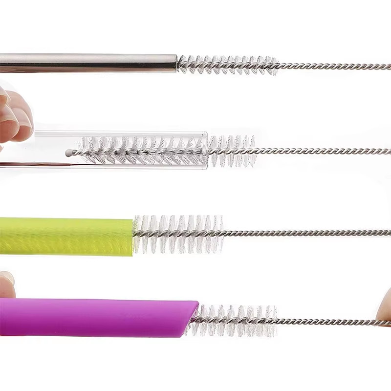 Long Straw Cleaning Brush Kit Reusable Tube Pipe Cleaner Nylon Stainless Steel H