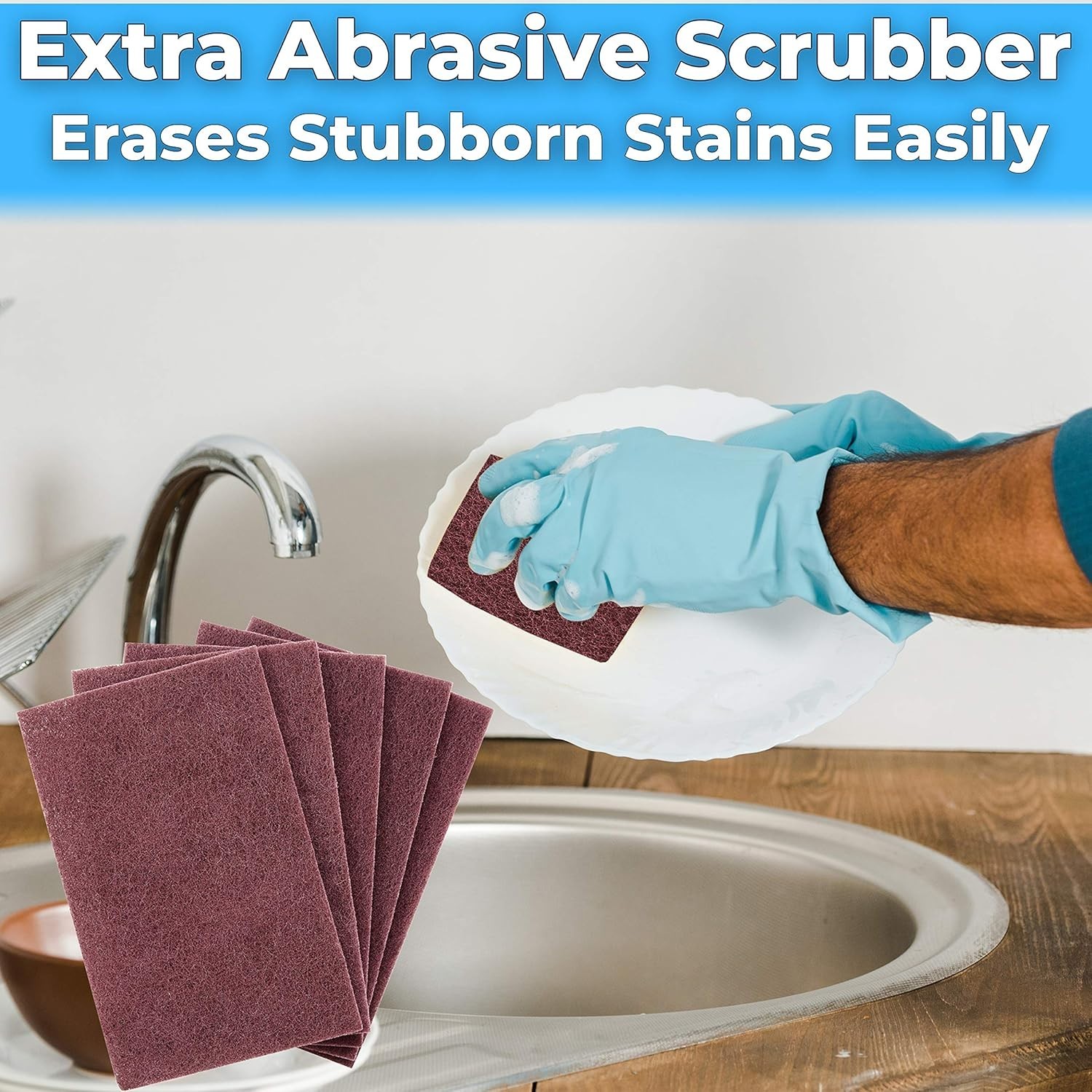 5CTHeavy Duty XL Brown Scouring Pad 6″ x 9″ Large Multipurpose Nylon Steel Pot
