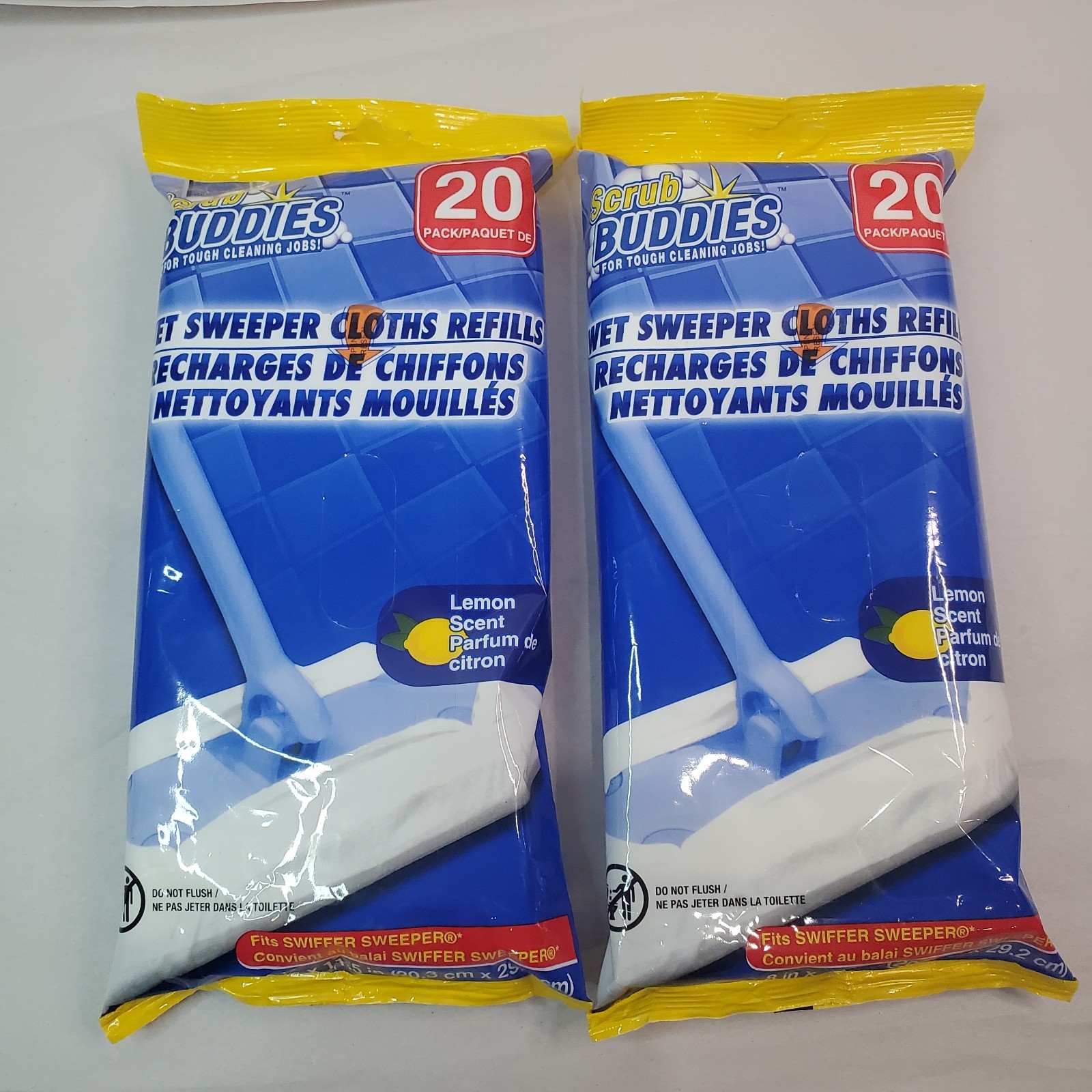 2 Pack SCRUB BUDDIES Wet Sweeper Refill Cloths Fit Swiffer 8″x11.5″ (40 Cloths)