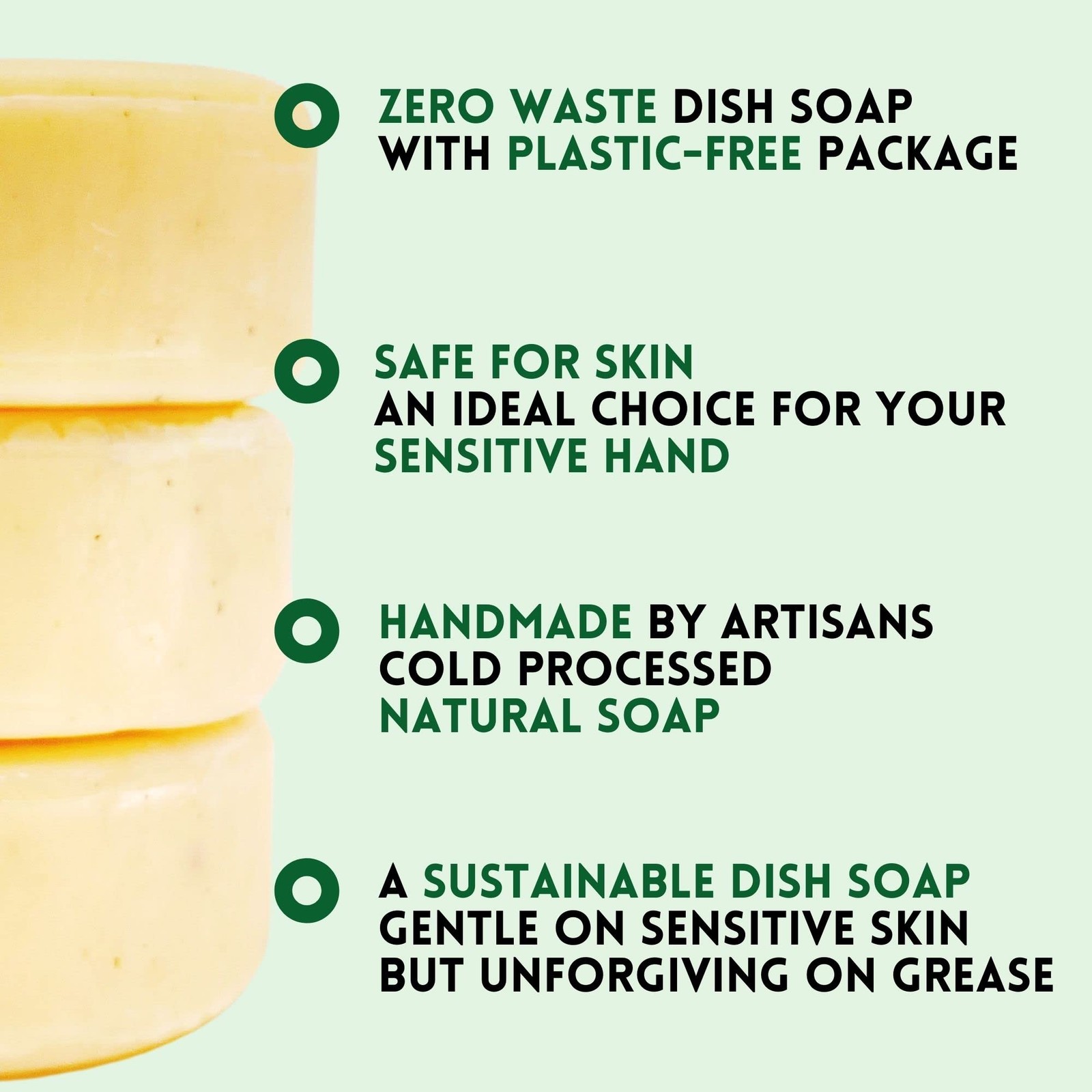Zero Waste Natural Dish Soap Bar (Pack of 3 Bars) – Solid Vegan Dishwashing B…