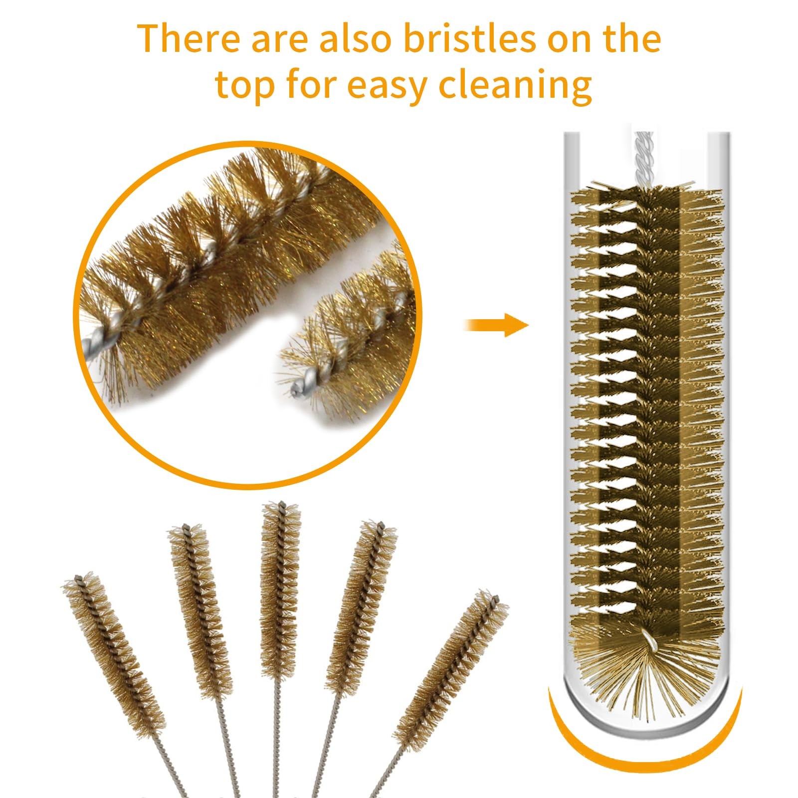 7 Pcs Brass Brush Set, 12” Long Handle Pipe Cleaner Brush for Deep Cleaning,…