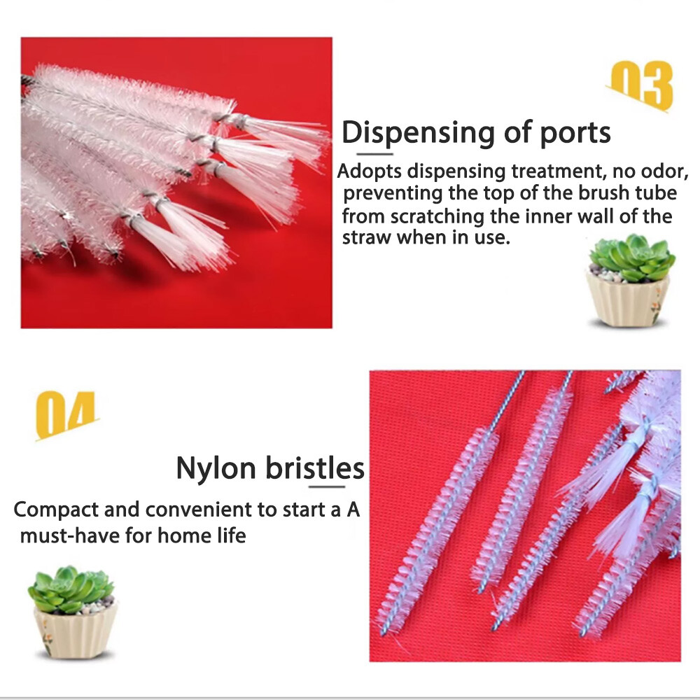 1-10PCS Nylon Straw Cleaner Cleaning Brush Small Long Handle Inner Hole Brushes