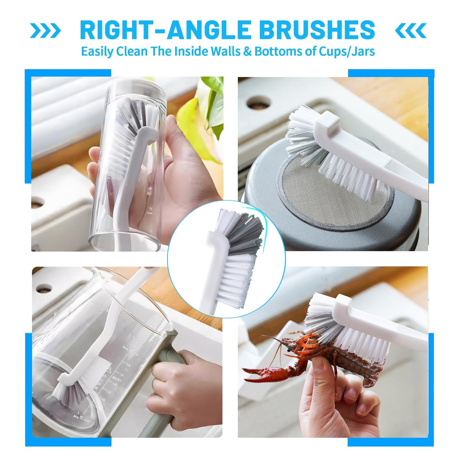 15Pcs Crevice Cleaning Brush Set, Hard Bristle Scrub Brushes Tools for Deep C…