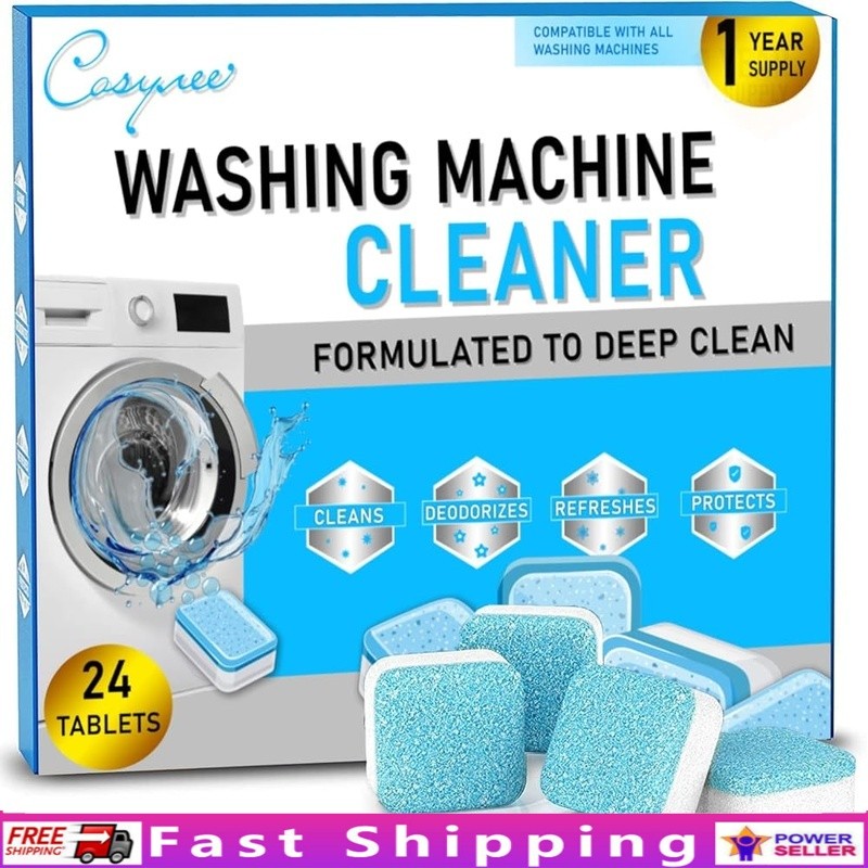 Powerful Washer Cleaner Tablets Eco-Friendly Odor Remover Deep Clean 24 Count US