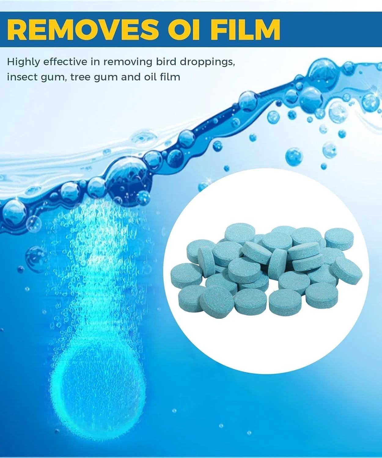 Car Windshield Washer Tablets 30/50/100 PCS Washer Fluid Tablets Glass Cleaner