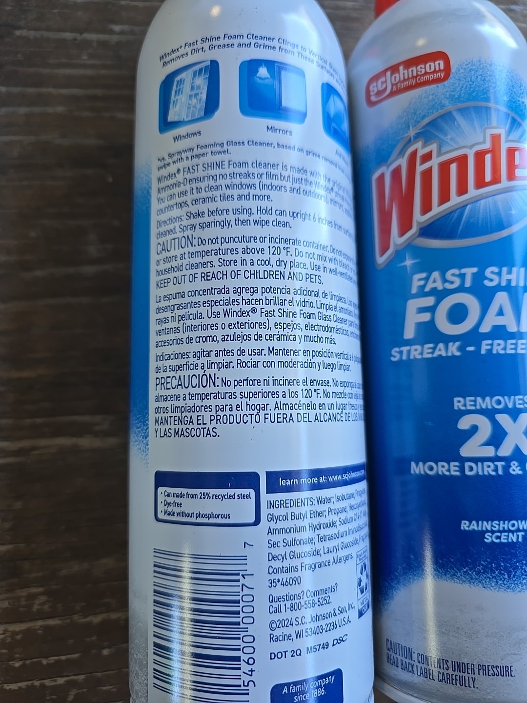 2 Windex Fast Shine Foam Glass Cleaner No-Drip Aerosol Cleaning Spray 19 oz (A5)