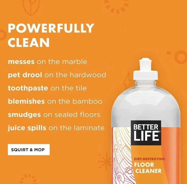Better Life Natural Floor Cleaner, Citrus Mint, 32 Fl Oz (Pack of 2)