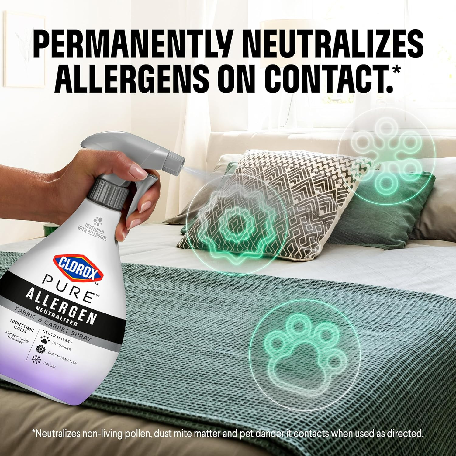 PURE Allergen Neutralizer Fabric and Carpet Spray, Nighttime Calm, 26 Fluid Ounc