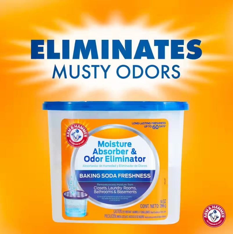 Arm and Hammer Moisture Absorber and Odor Eliminator, Fragrance Free – 14 oz.
