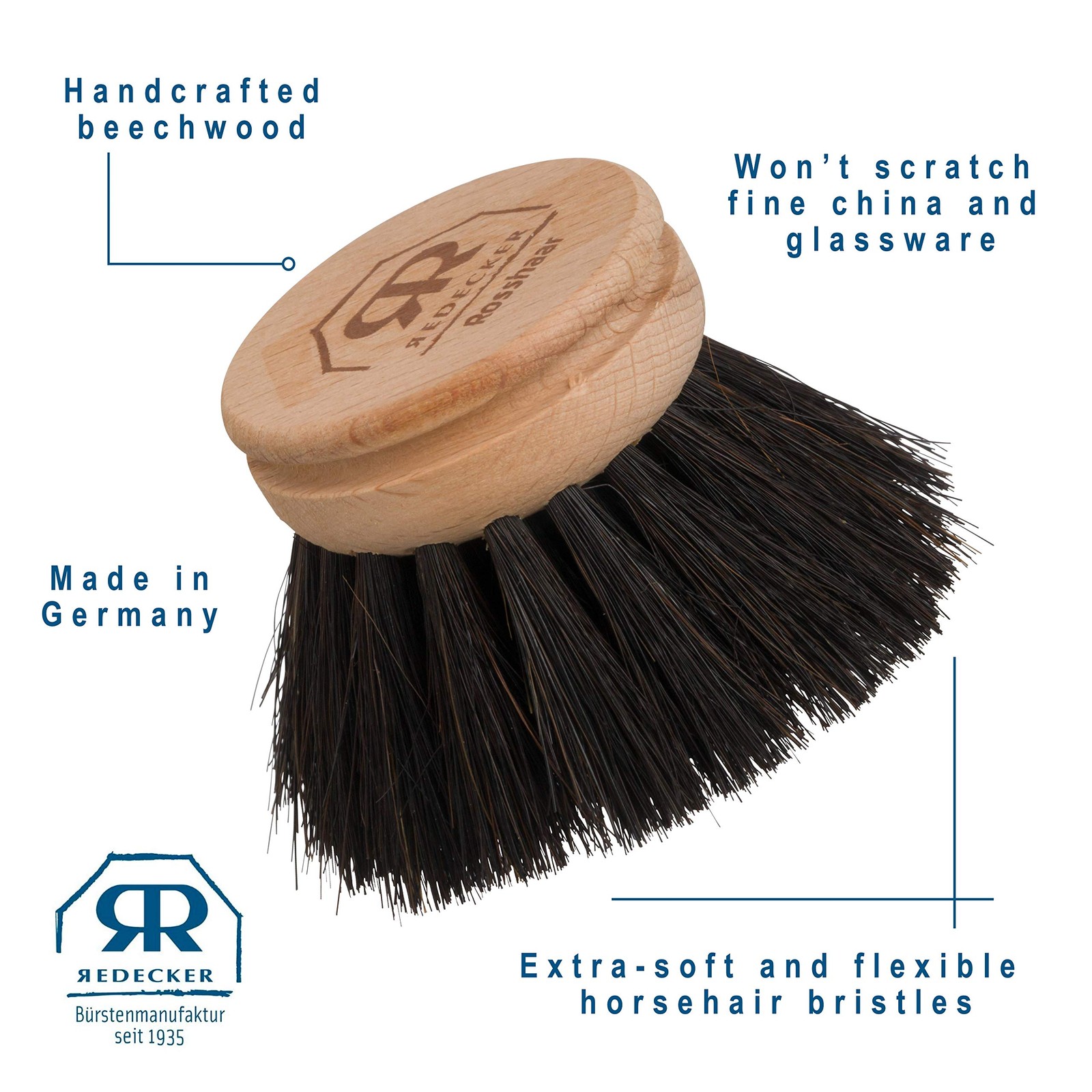 Horsehair Replacement Head Made With Untreated Beechwood 15/8inches