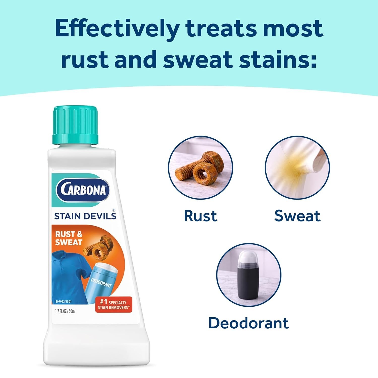 Effortless Rust & Perspiration Stain Cleaner – 1.7 Fl Oz for Soft Fabrics