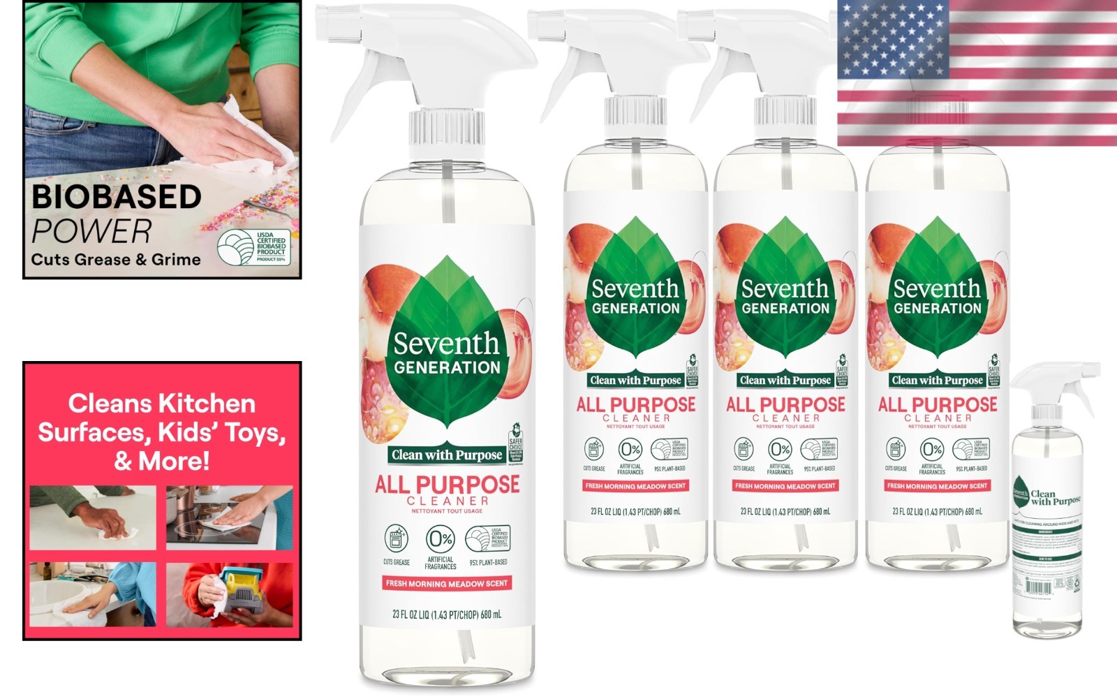All-Natural All Purpose Cleaner – Fresh Morning Meadow Scent, Biobased Formula