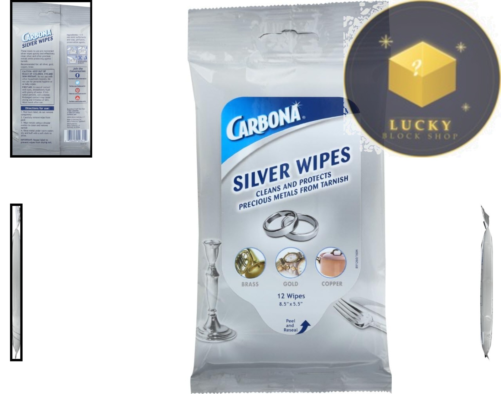 Luxury Silver Wipes – 12 Count Anti-Tarnish Metal Cleaner & Polish for Antiques