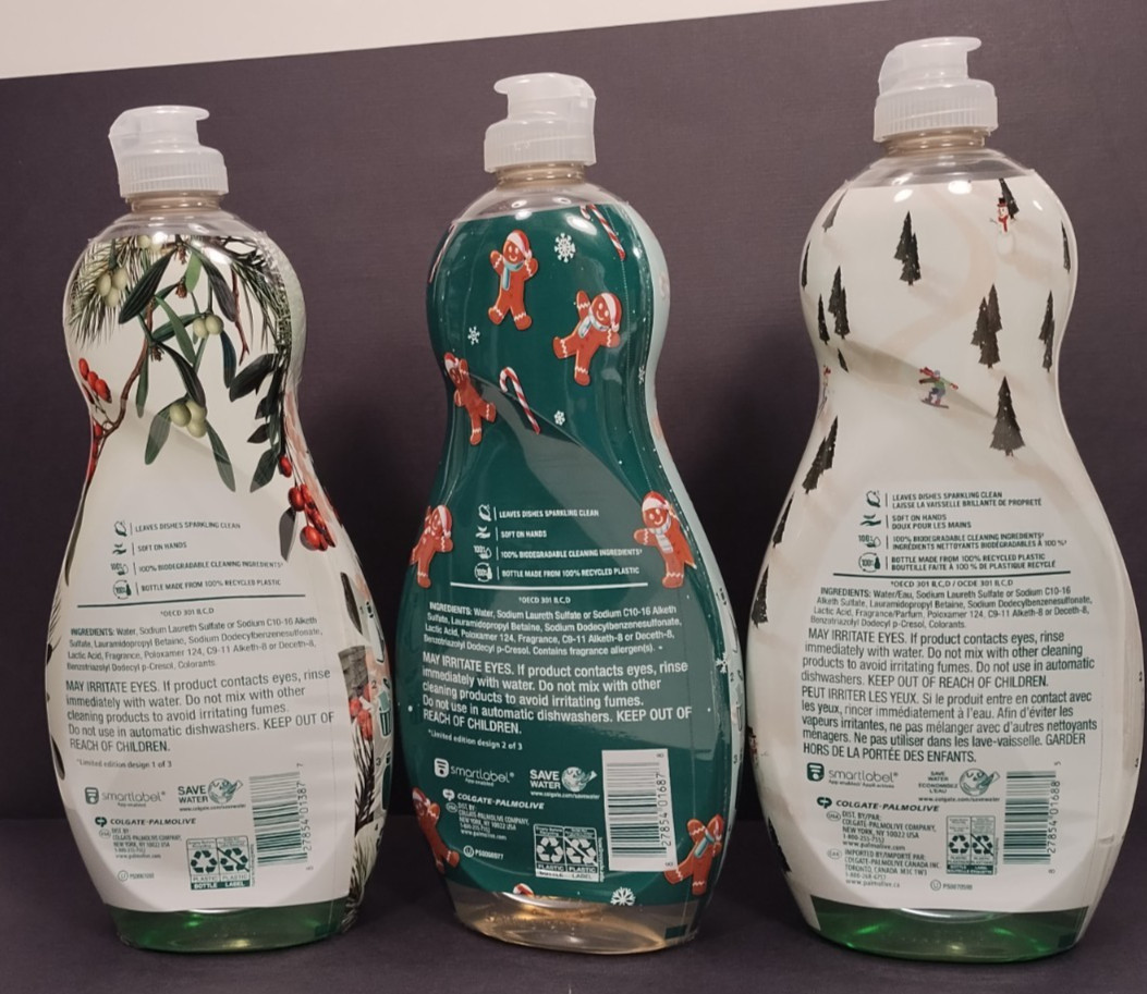 3-Palmolive Dish Soaps, Limited Ed. Spruce, Pine, Gingerbread, 20 fl oz Bottles