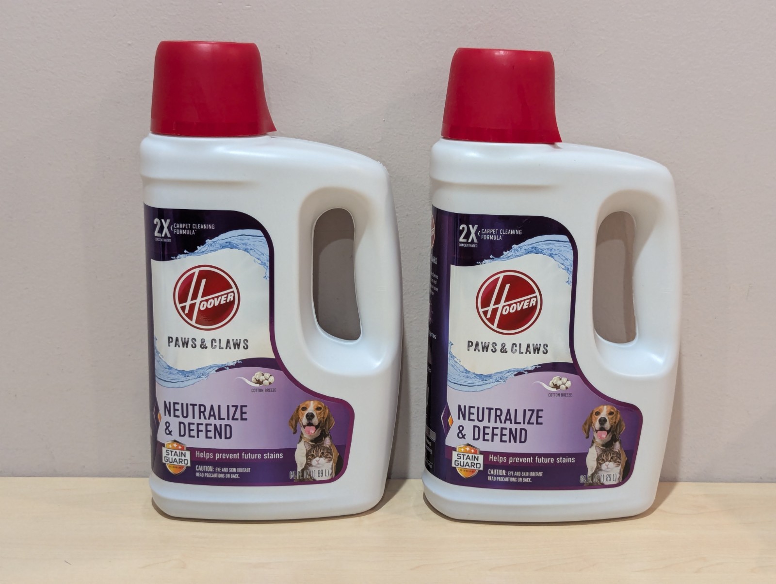 (2) Hoover Paws And Claws Deep Clean & Neutralize Enzymatic Carpet Cleaner 64 oz