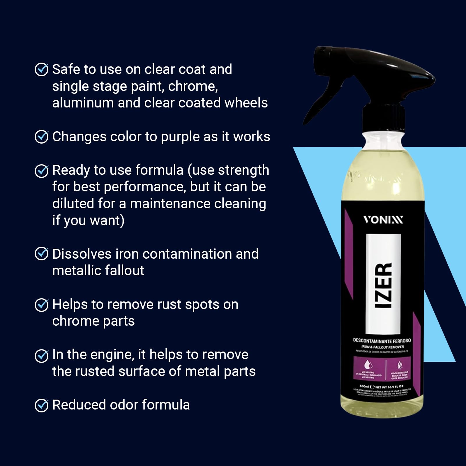 Iron Remover Spray pH-Neutral Non-Acidic Car Detail 16.9 fl oz 500 ml