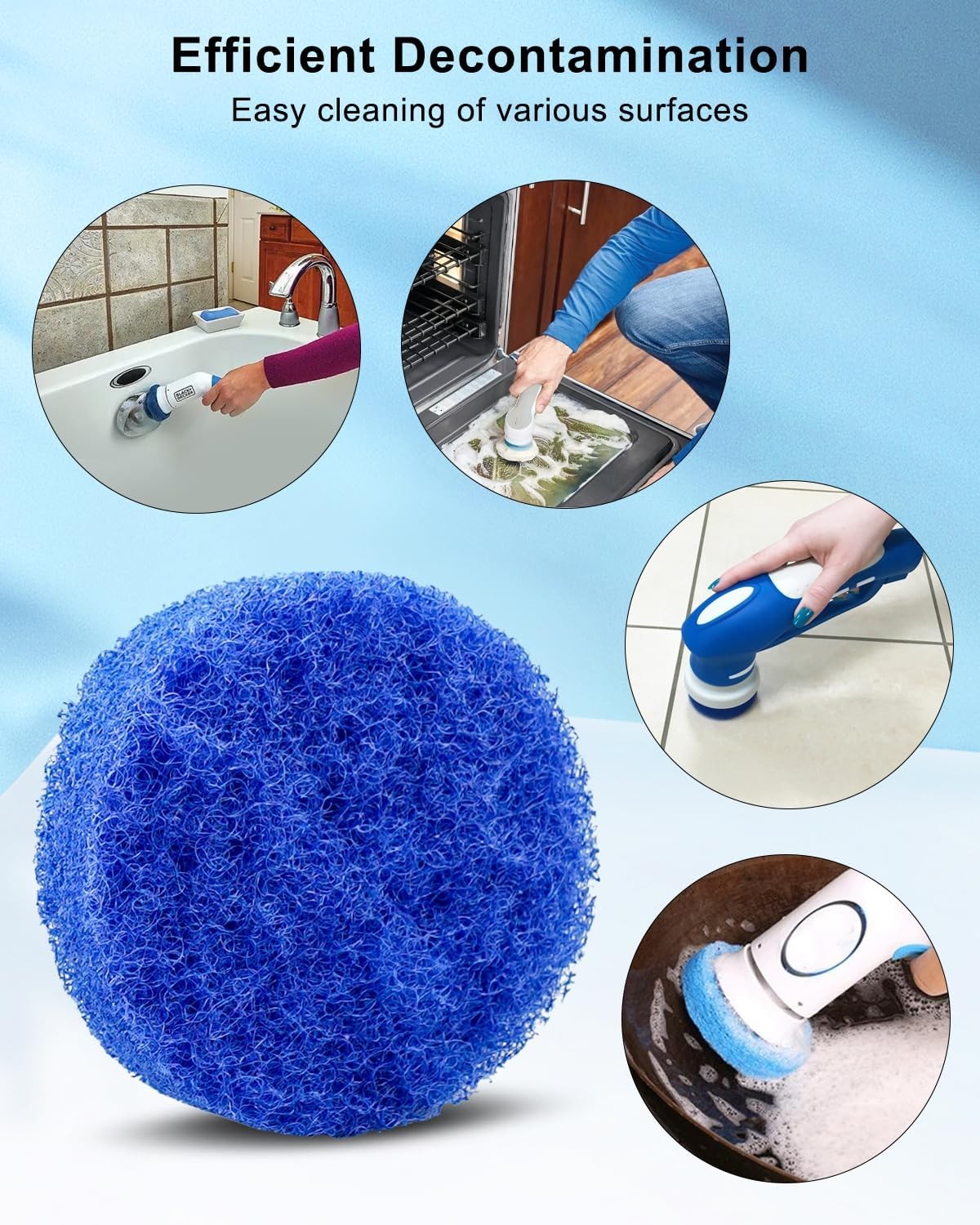 6pcs Power Scrubber Scrub Pad Fit for Black & Decker PKS160 Power Scrubber
