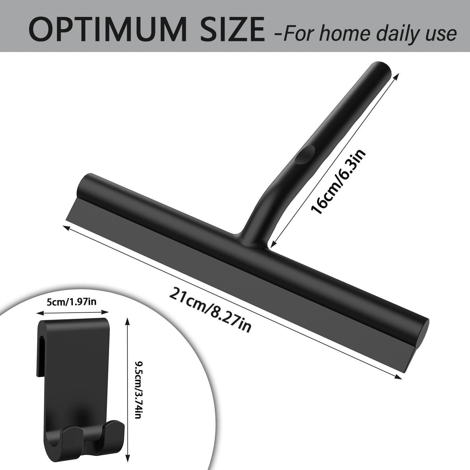 Shower Squeegee for Glass Doors, Full Silicone Jacketed Squeegee with Handle